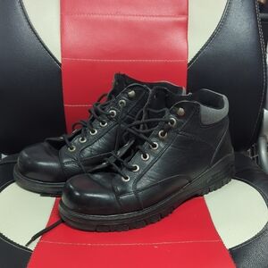 Vintage GBX Black Leather Lace-Up Ankle Boots - Chunky Grunge Size 11½